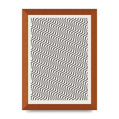 Abstract Line Illusion Ecru Wall Art - A4 framed