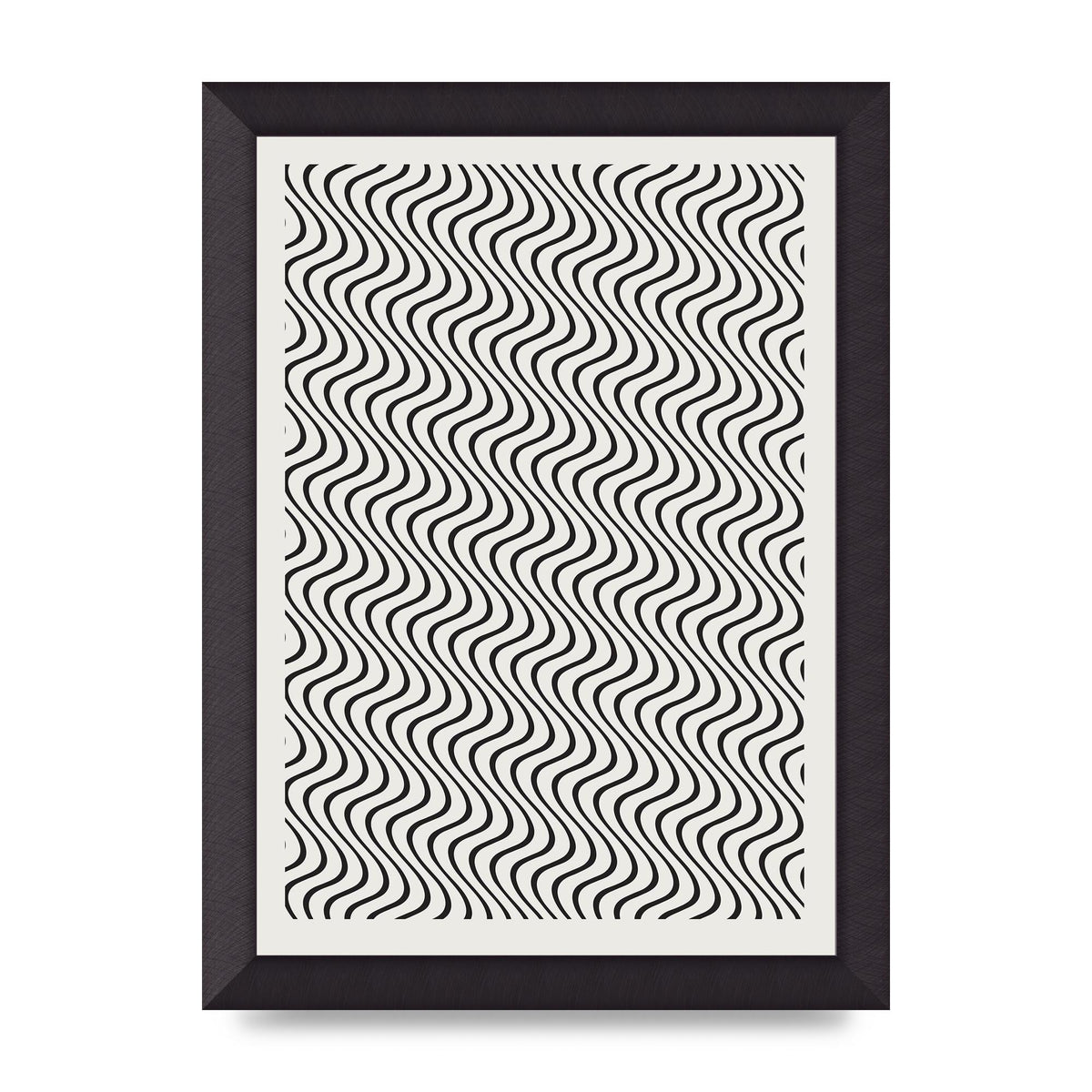 Abstract Line Illusion Ecru Wall Art - A4 framed