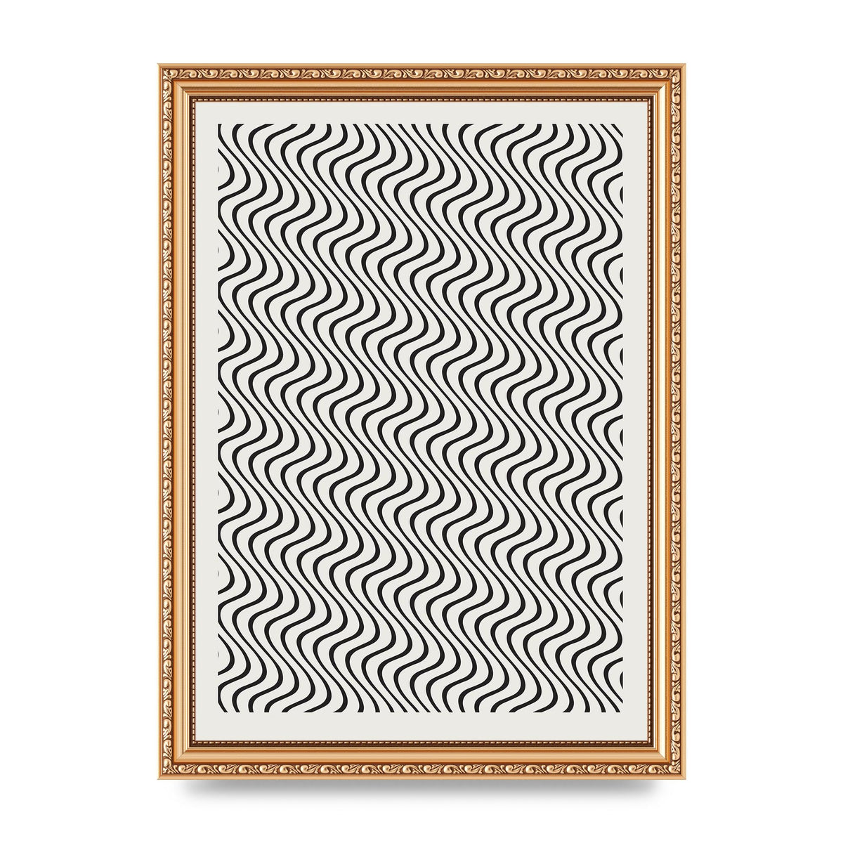Abstract Line Illusion Ecru Wall Art - A4 framed