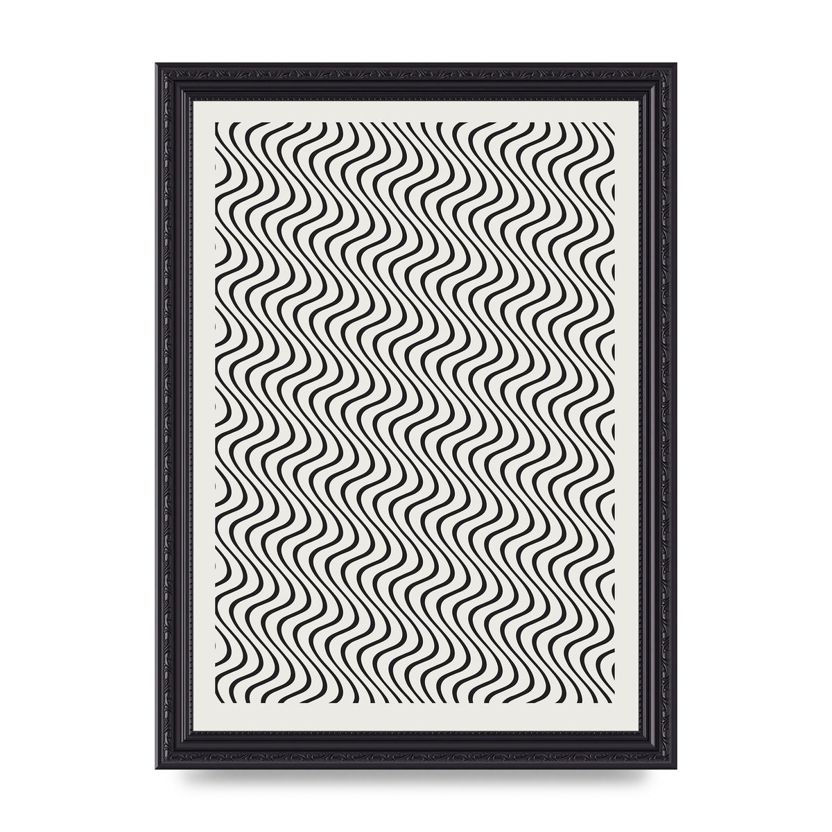 Abstract Line Illusion Ecru Wall Art - A4 framed