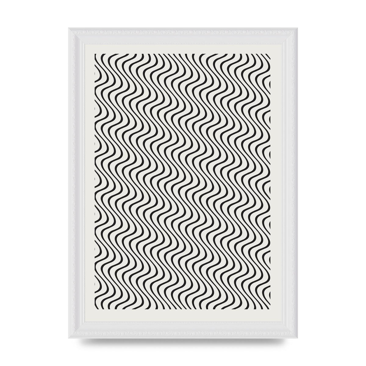 Abstract Line Illusion Ecru Wall Art - A4 framed