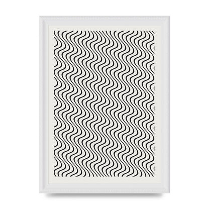 Abstract Line Illusion Ecru Wall Art - A4 framed