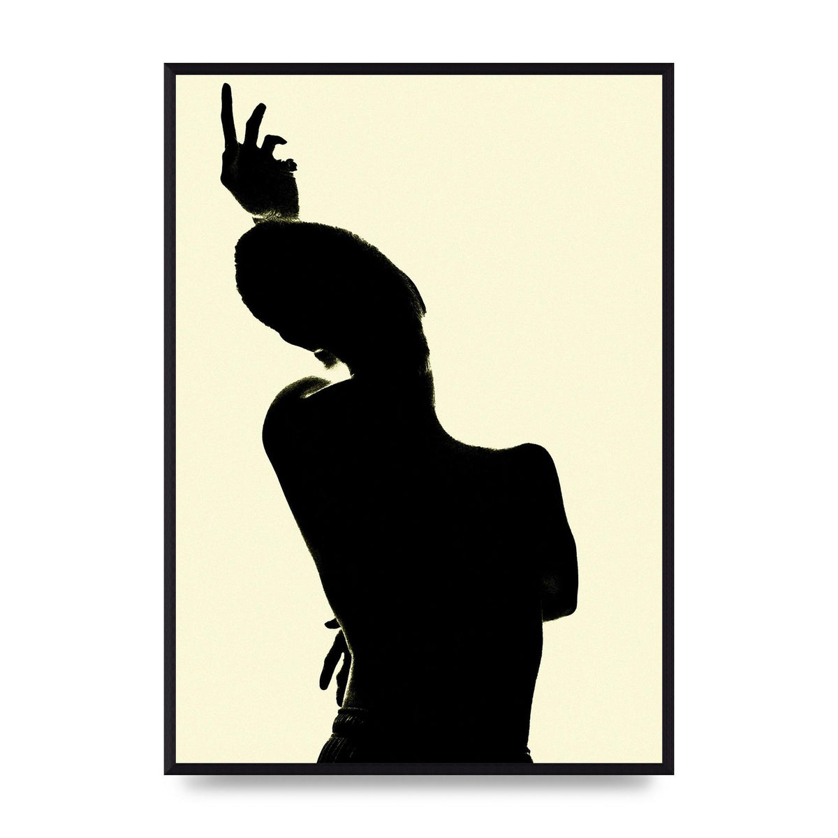 Painted Figure Black Ecru Printed Poster - A2 framed