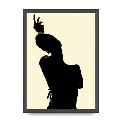 Painted Figure Black Ecru Printed Poster - A3 framed