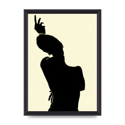 Painted Figure Black Ecru Printed Poster - A3 framed