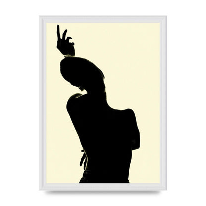 Painted Figure Black Ecru Printed Poster - A3 framed