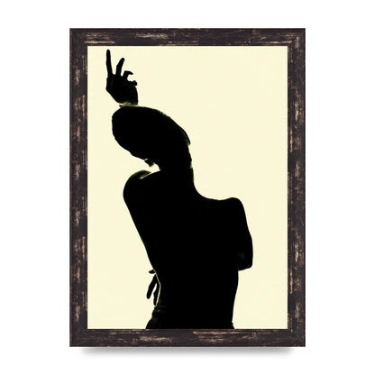 Painted Figure Black Ecru Printed Poster - A4 framed