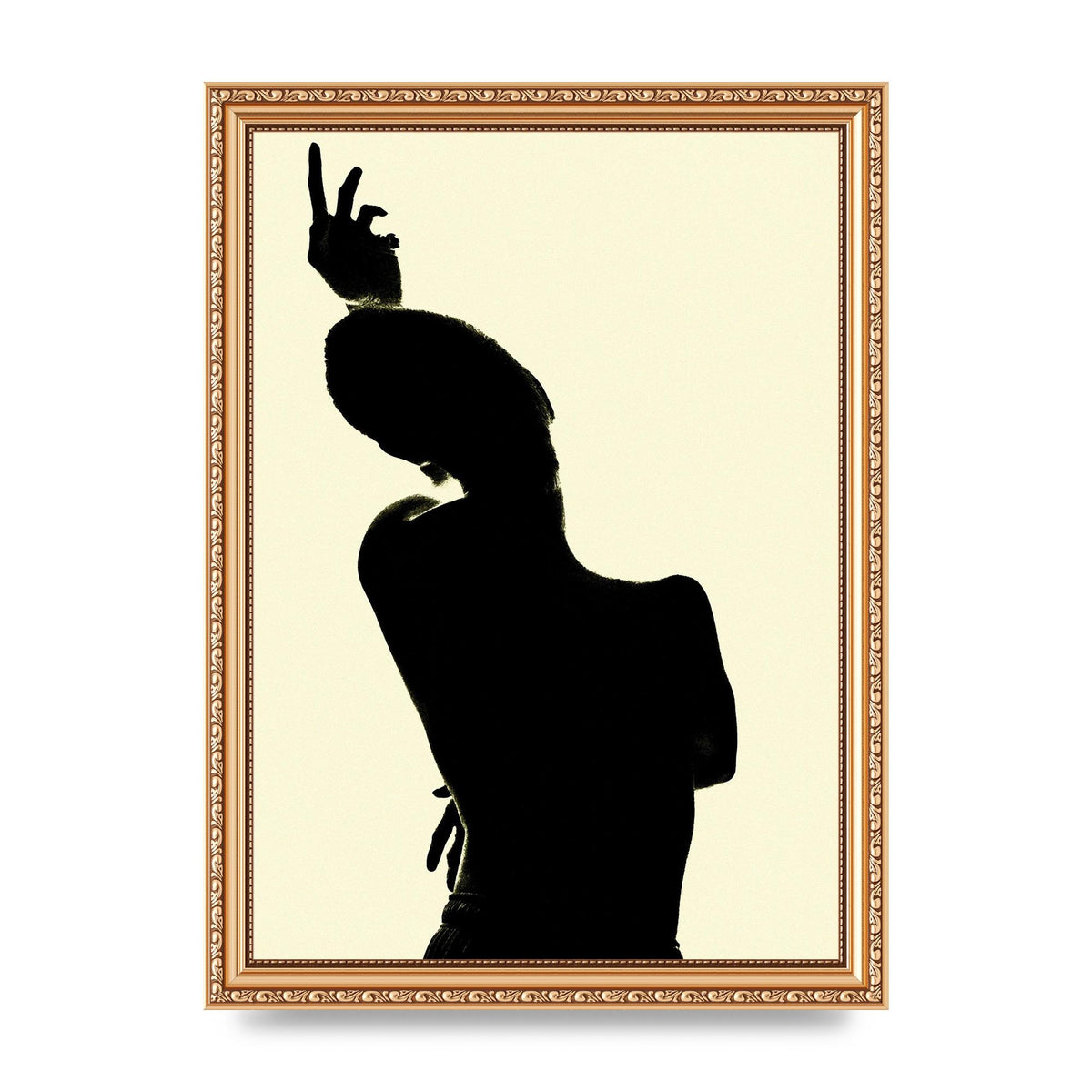 Painted Figure Black Ecru Printed Poster - A4 framed