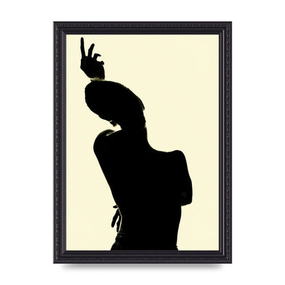 Painted Figure Black Ecru Printed Poster - A4 framed