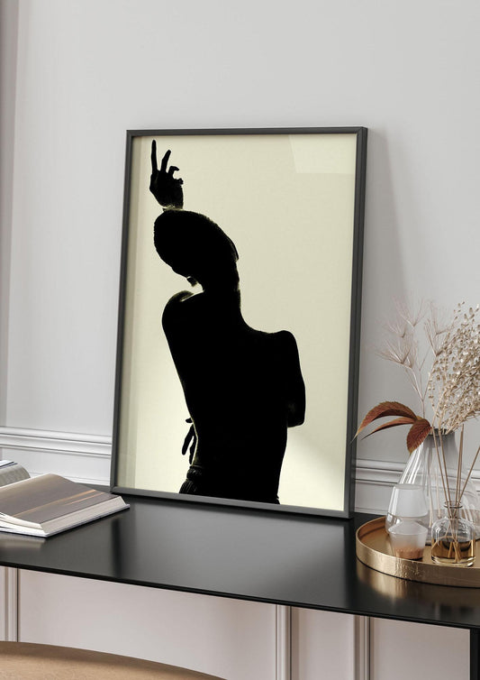 Painted Figure Black Ecru Printed Poster - living room 4
