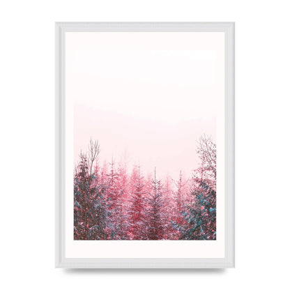 Pink Snow Tree Art For The Home - A3 framed