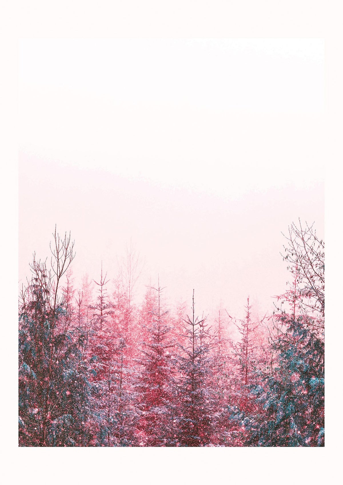 Pink Snow Tree Art For The Home - detail