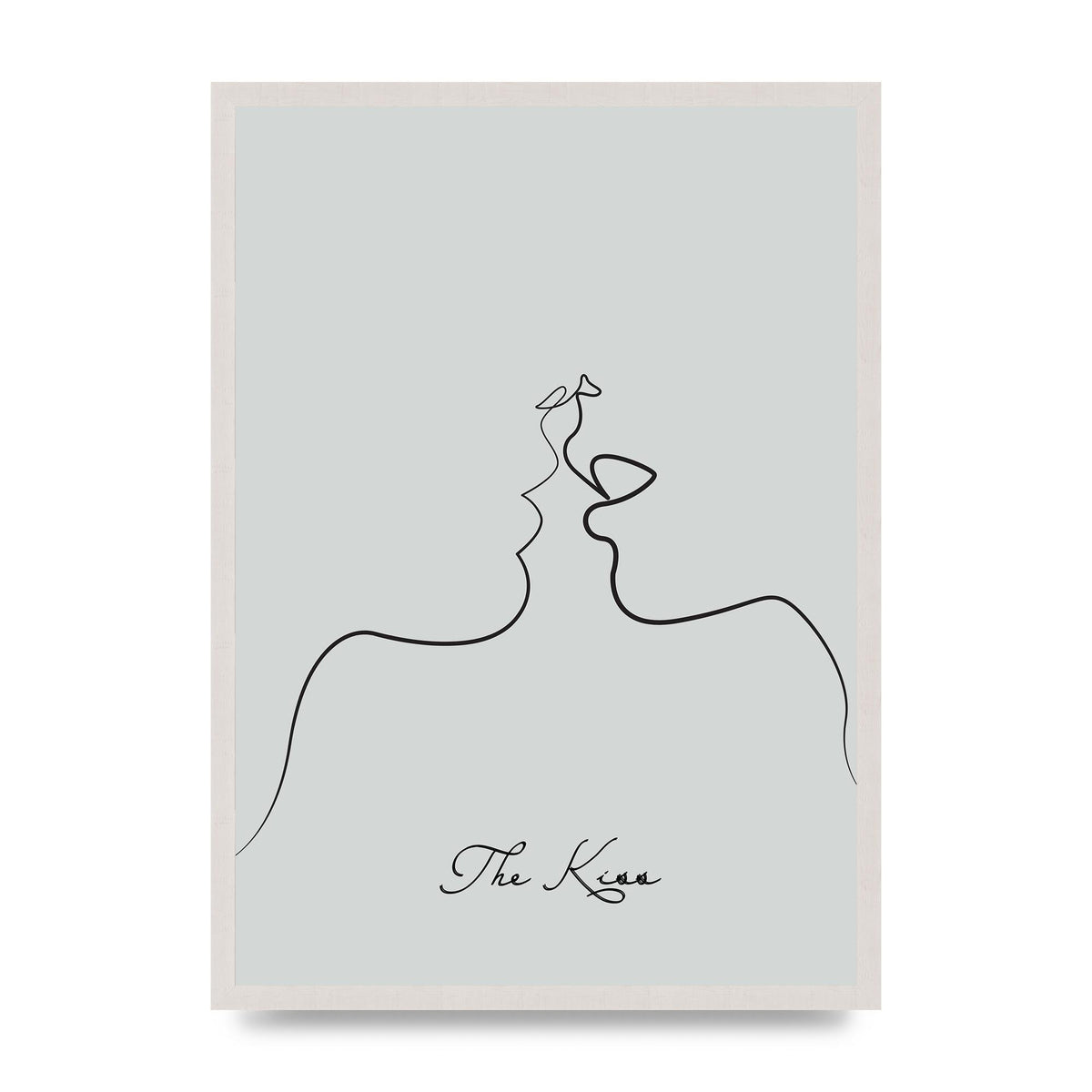 The Kiss Line Drawing Grey Art For The Home - A2 framed