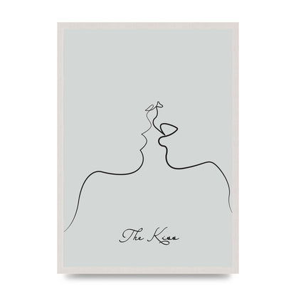 The Kiss Line Drawing Grey Art For The Home - A2 framed