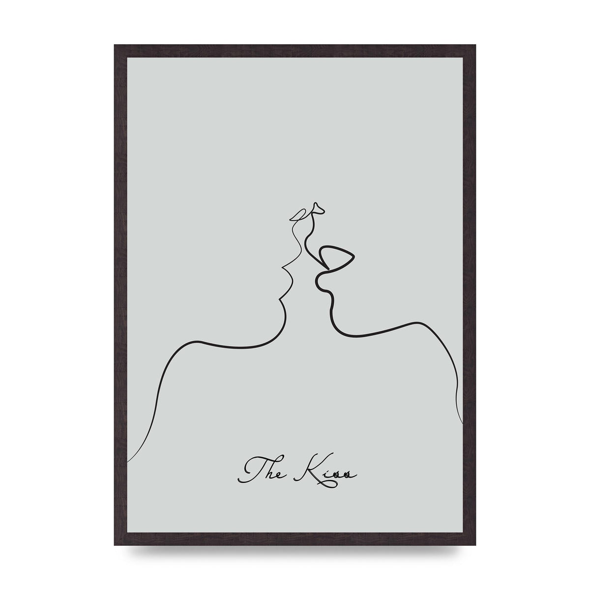 The Kiss Line Drawing Grey Art For The Home - A2 framed