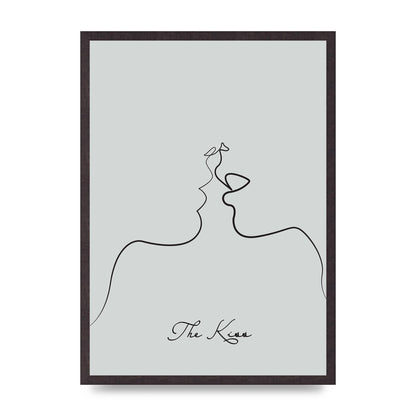 The Kiss Line Drawing Grey Art For The Home - A2 framed