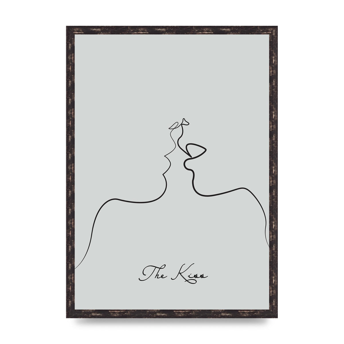 The Kiss Line Drawing Grey Art For The Home - A2 framed