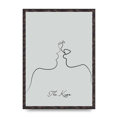 The Kiss Line Drawing Grey Art For The Home - A2 framed