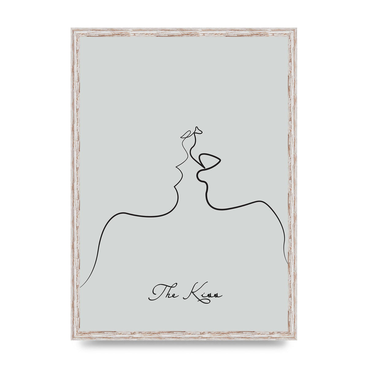 The Kiss Line Drawing Grey Art For The Home - A2 framed