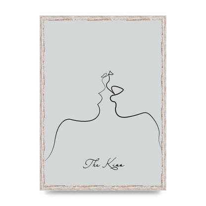 The Kiss Line Drawing Grey Art For The Home - A2 framed