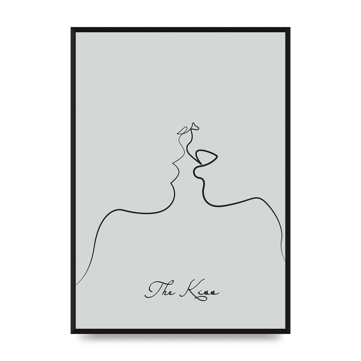 The Kiss Line Drawing Grey Art For The Home - A2 framed