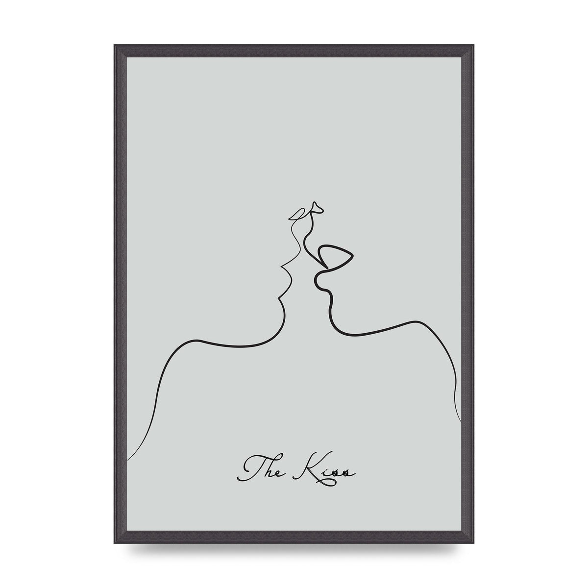 The Kiss Line Drawing Grey Art For The Home - A2 framed