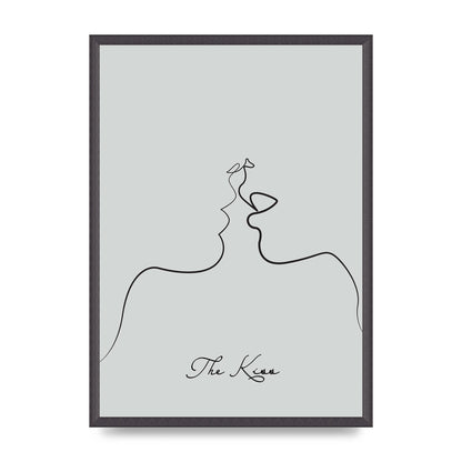The Kiss Line Drawing Grey Art For The Home - A2 framed