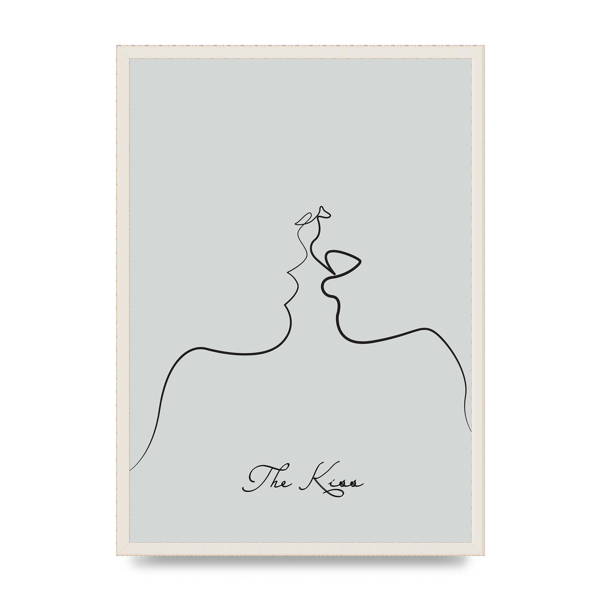 The Kiss Line Drawing Grey Art For The Home - A2 framed