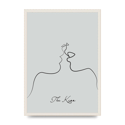 The Kiss Line Drawing Grey Art For The Home - A2 framed