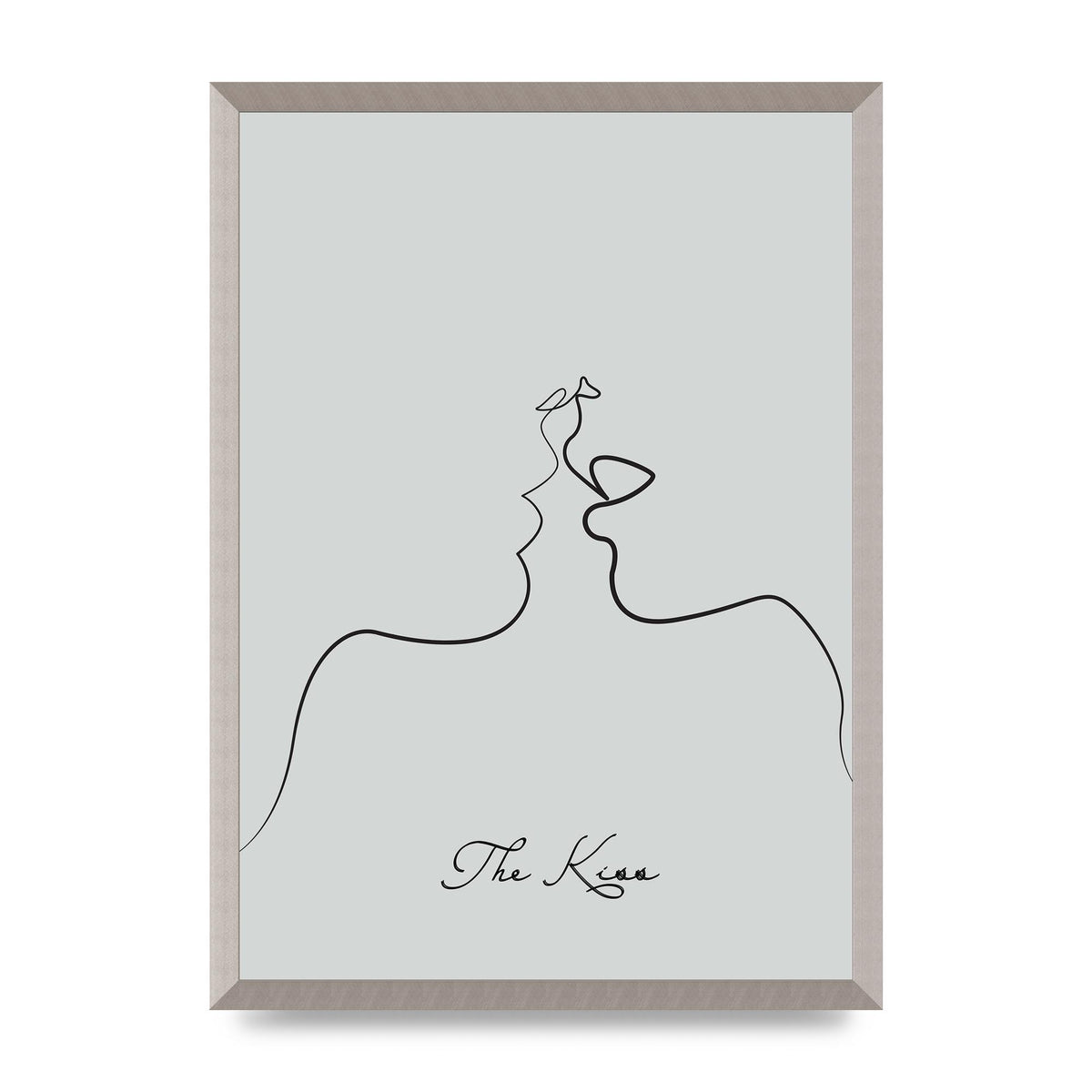 The Kiss Line Drawing Grey Art For The Home - A2 framed