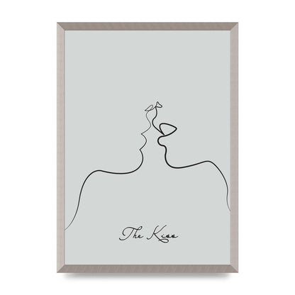 The Kiss Line Drawing Grey Art For The Home - A2 framed
