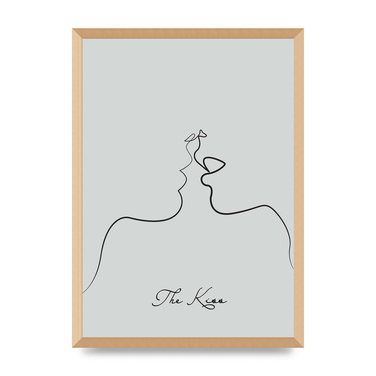 The Kiss Line Drawing Grey Art For The Home - A2 framed