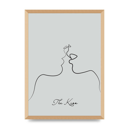 The Kiss Line Drawing Grey Art For The Home - A2 framed