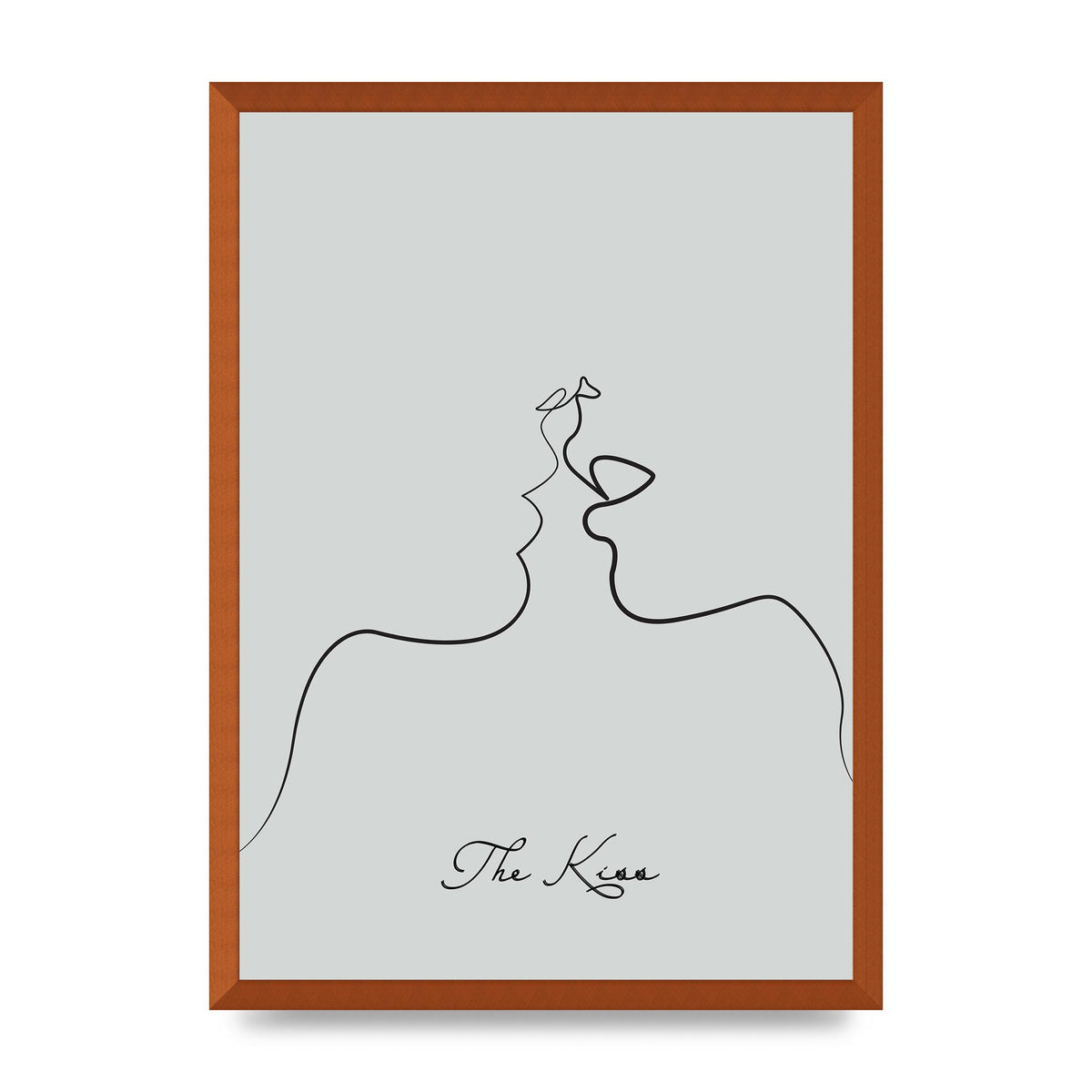 The Kiss Line Drawing Grey Art For The Home - A2 framed
