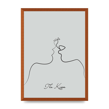 The Kiss Line Drawing Grey Art For The Home - A2 framed