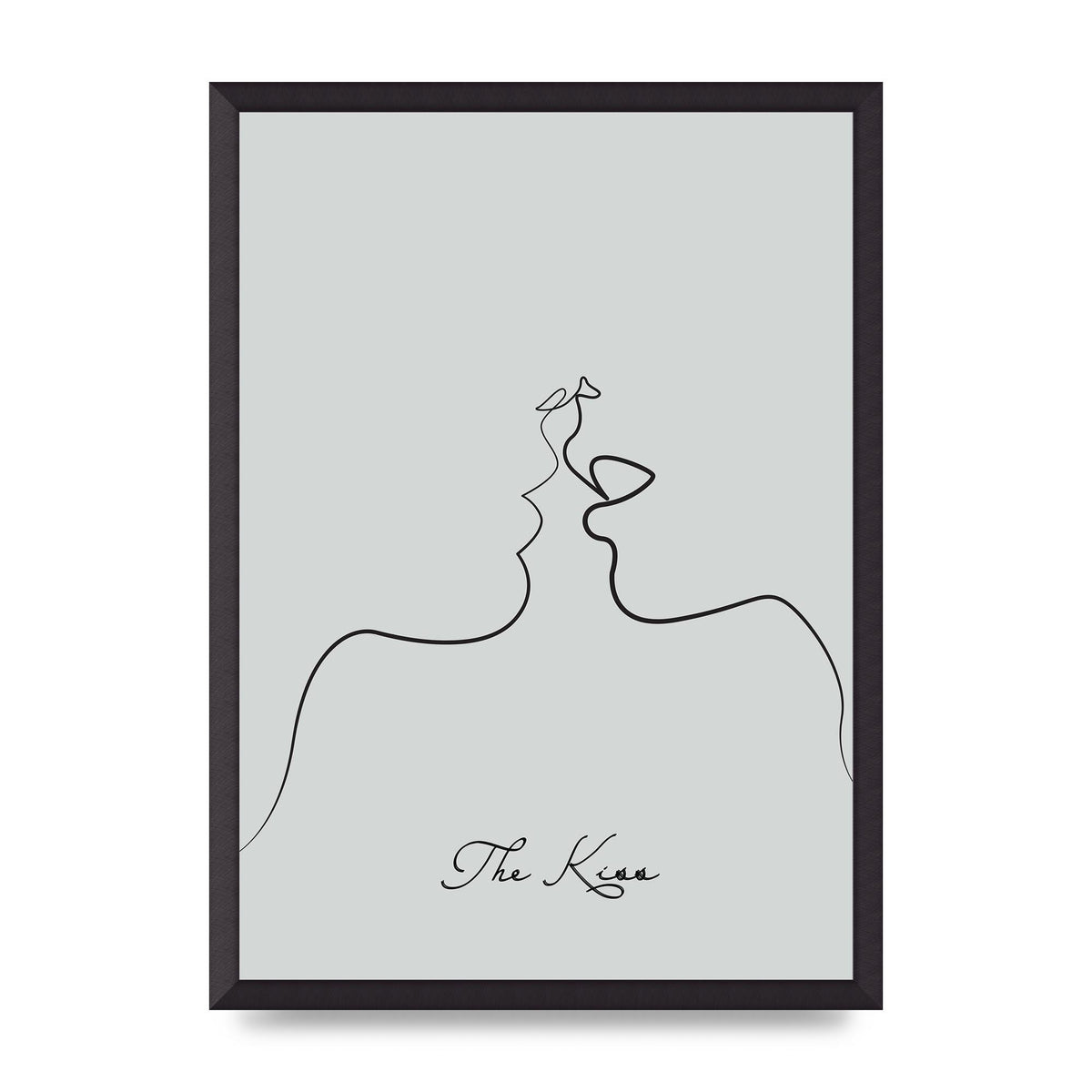 The Kiss Line Drawing Grey Art For The Home - A2 framed
