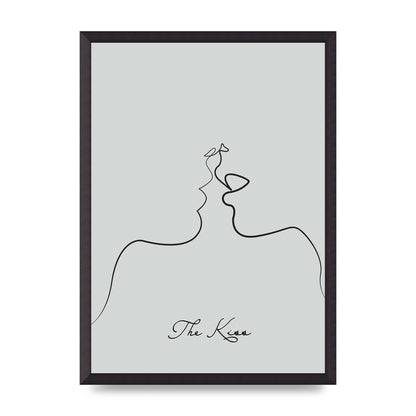 The Kiss Line Drawing Grey Art For The Home - A2 framed