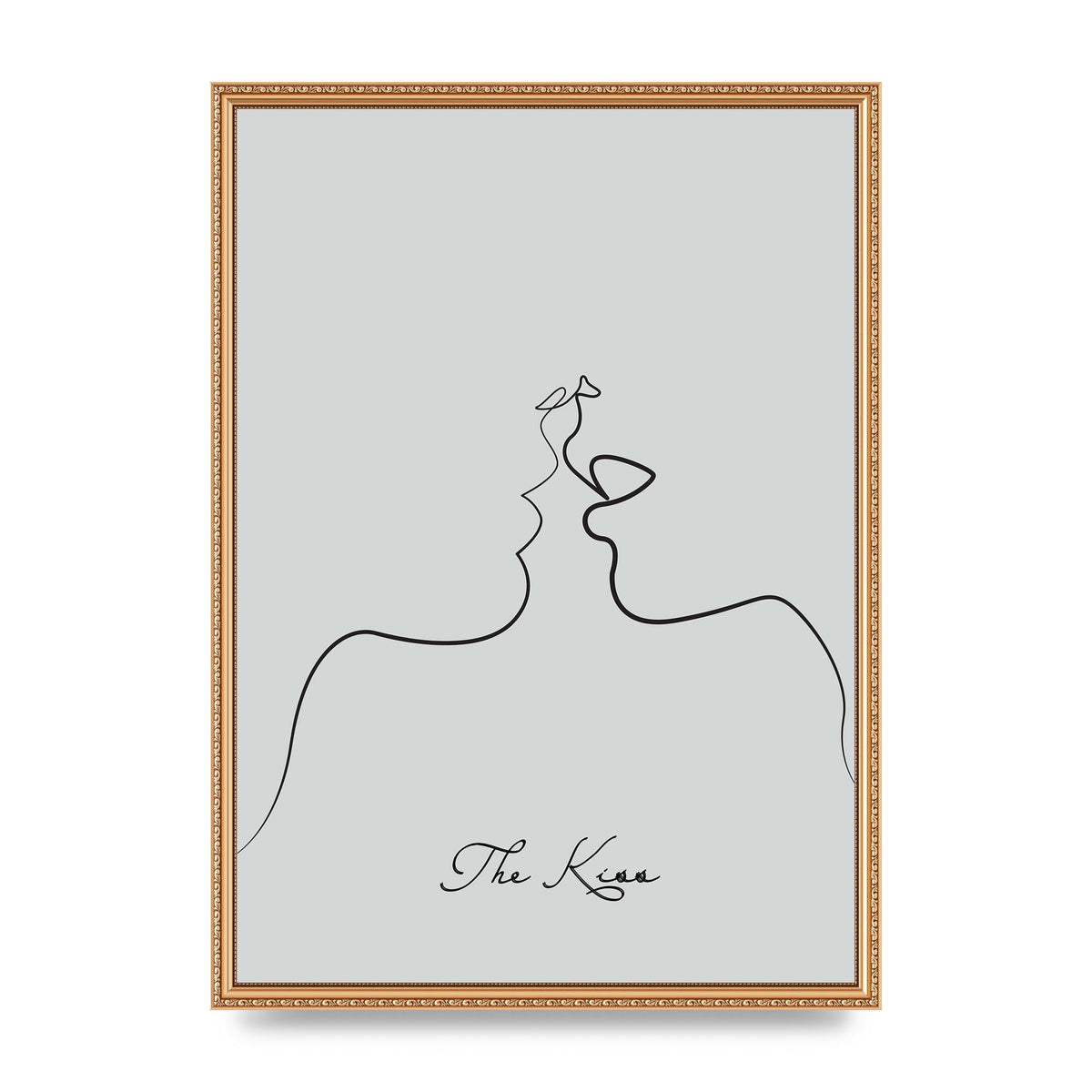 The Kiss Line Drawing Grey Art For The Home - A2 framed