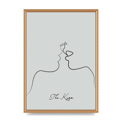 The Kiss Line Drawing Grey Art For The Home - A2 framed