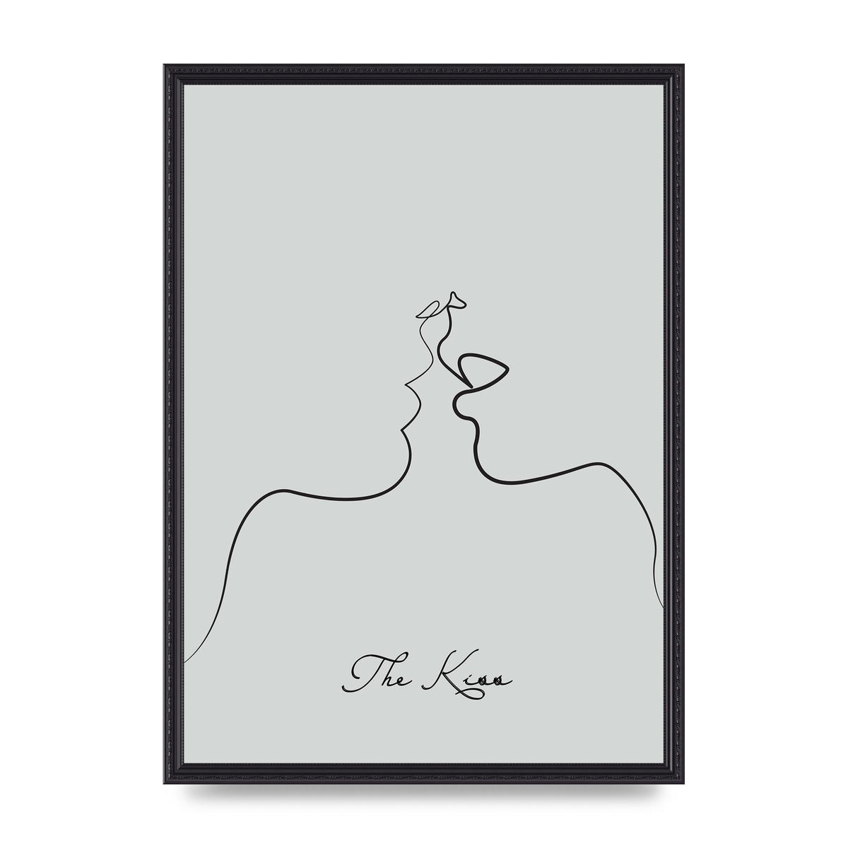 The Kiss Line Drawing Grey Art For The Home - A2 framed
