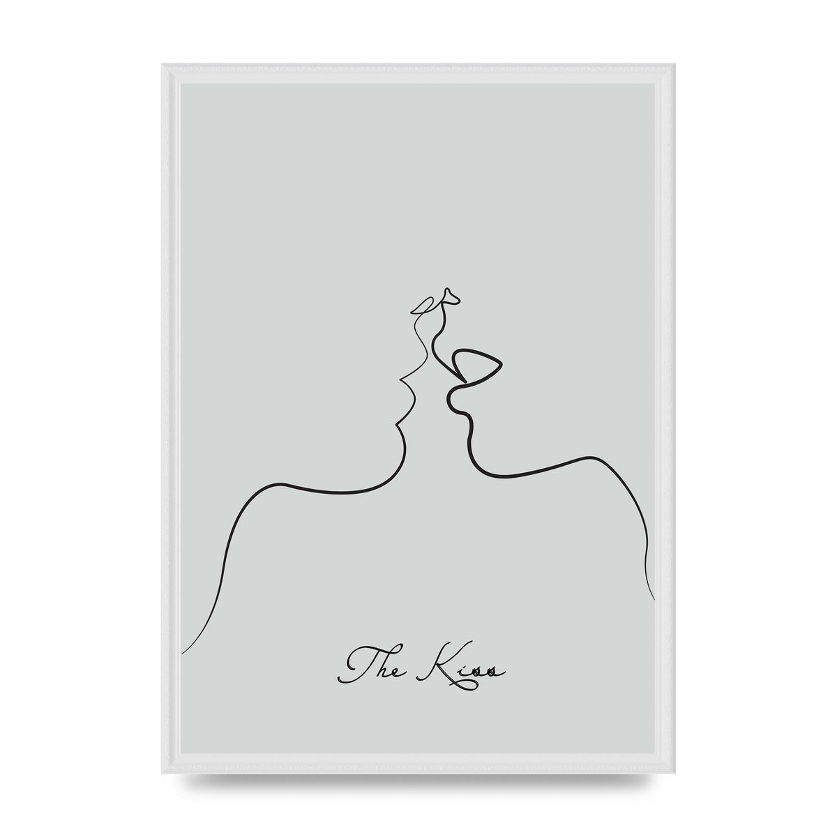 The Kiss Line Drawing Grey Art For The Home - A2 framed
