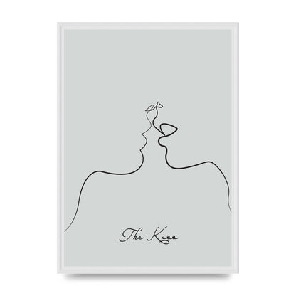 The Kiss Line Drawing Grey Art For The Home - A2 framed
