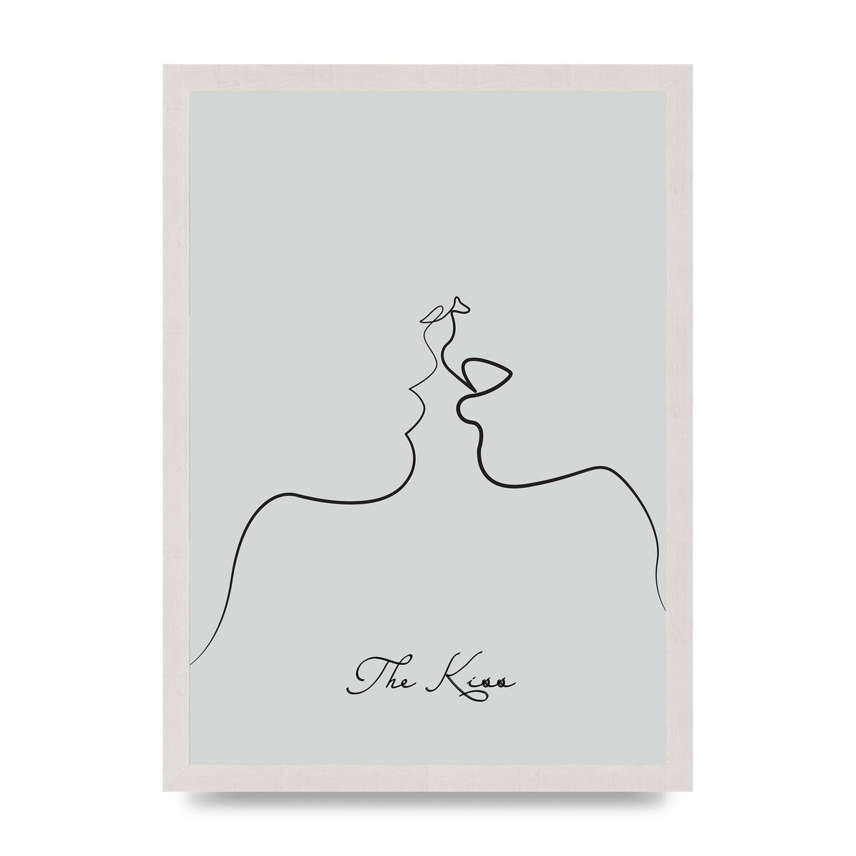 The Kiss Line Drawing Grey Art For The Home - A3 framed