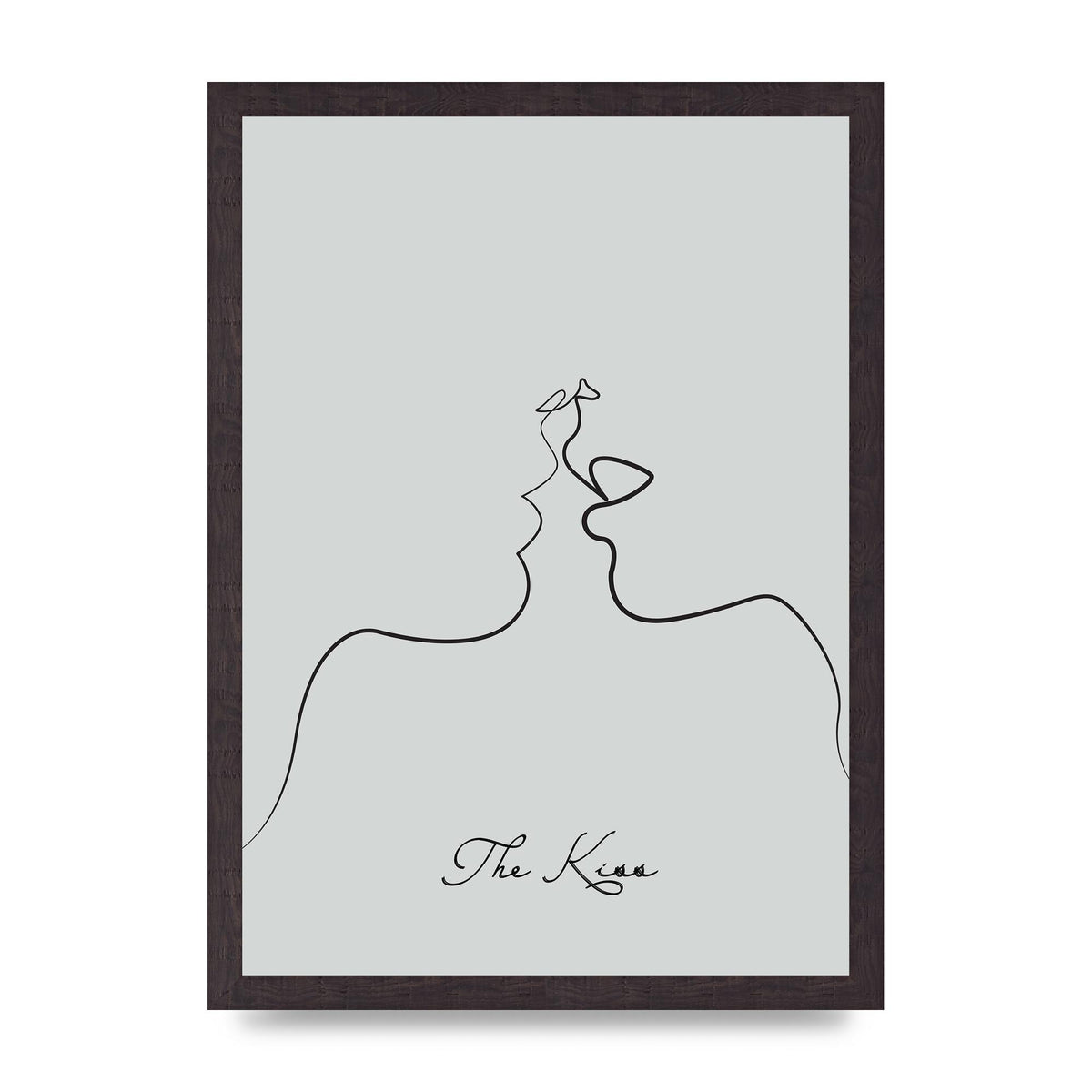 The Kiss Line Drawing Grey Art For The Home - A3 framed
