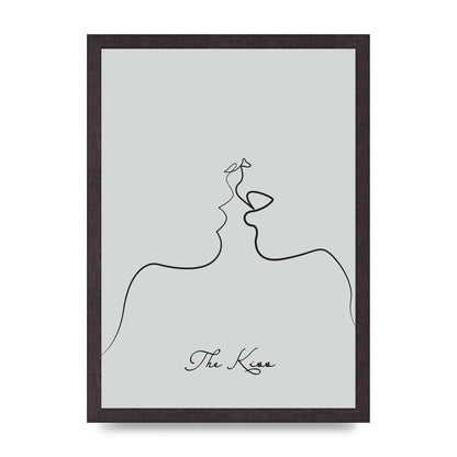 The Kiss Line Drawing Grey Art For The Home - A3 framed