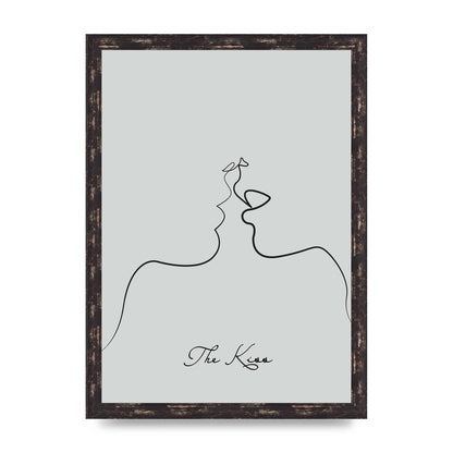 The Kiss Line Drawing Grey Art For The Home - A3 framed