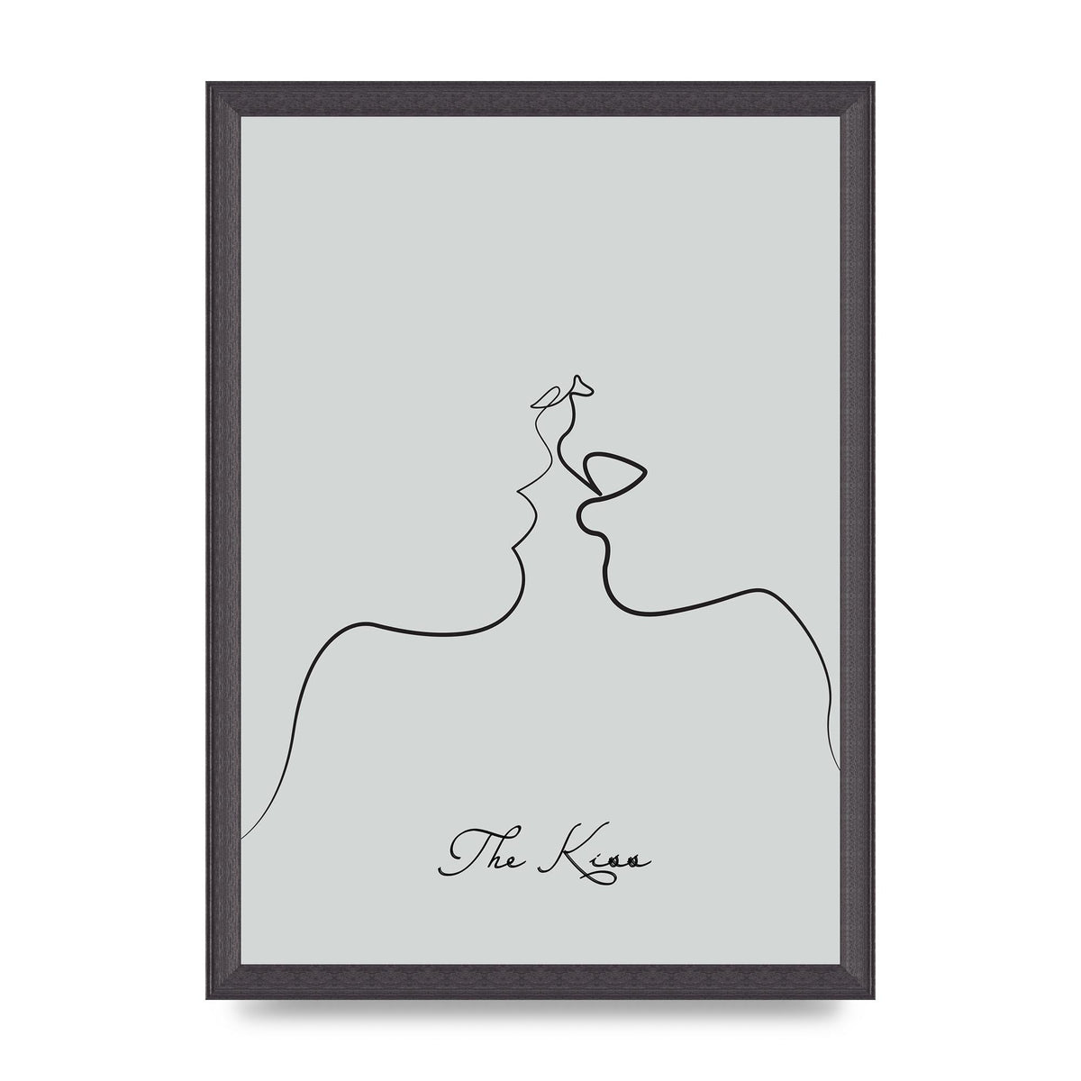The Kiss Line Drawing Grey Art For The Home - A3 framed