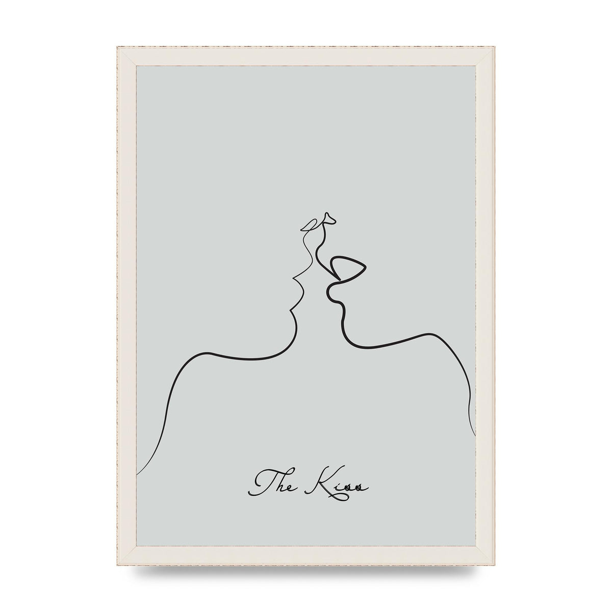 The Kiss Line Drawing Grey Art For The Home - A3 framed