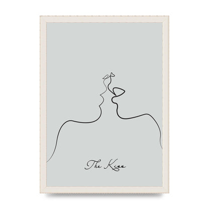 The Kiss Line Drawing Grey Art For The Home - A3 framed