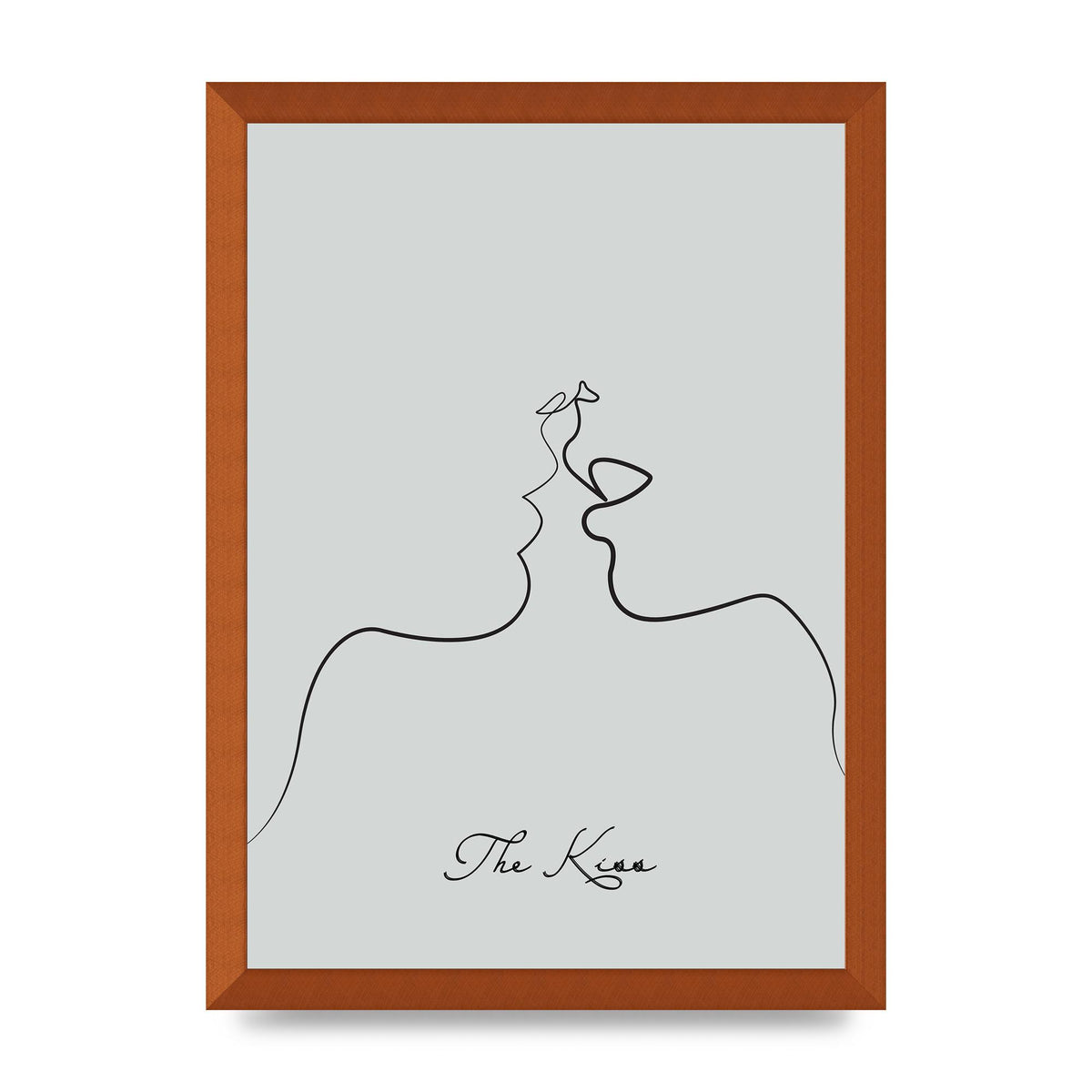 The Kiss Line Drawing Grey Art For The Home - A3 framed